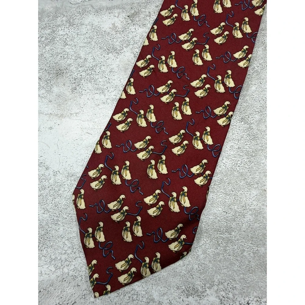 Brooks Brothers‎ 100% Silk Tie Mens One Size Red Duck Animal Print Made In USA